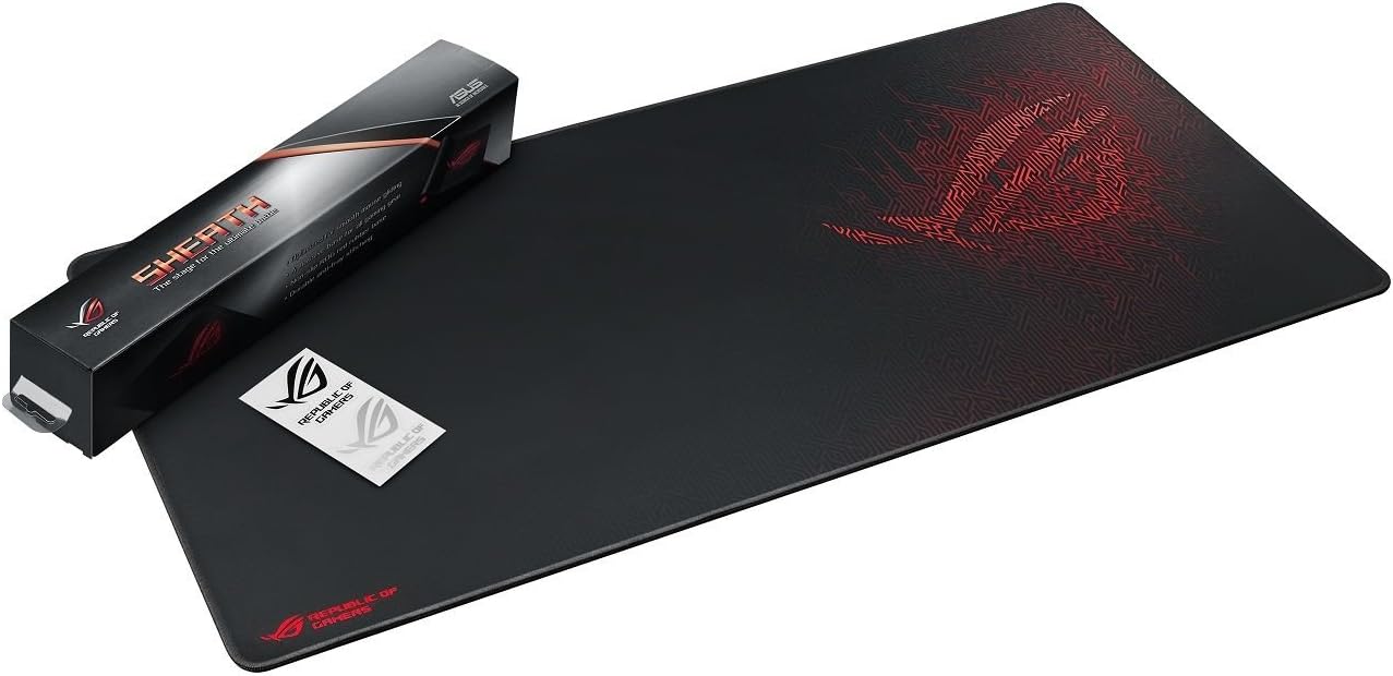 ASUS ROG Sheath BLK LTD – Extra-Large Gaming Mouse Pad, 35.4" × 17.3", Black, Ultra-Smooth for Precise Control, Anti-Fray Edges, Non-Slip Base.