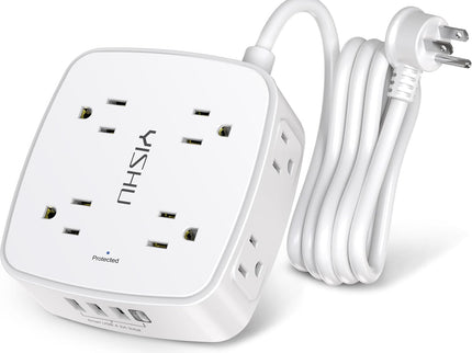 6 Ft Surge Protector Power Strip - 8 Widely Outlets with 4 USB Ports