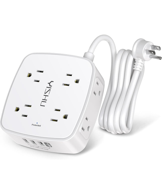 6 Ft Surge Protector Power Strip - 8 Widely Outlets with 4 USB Ports