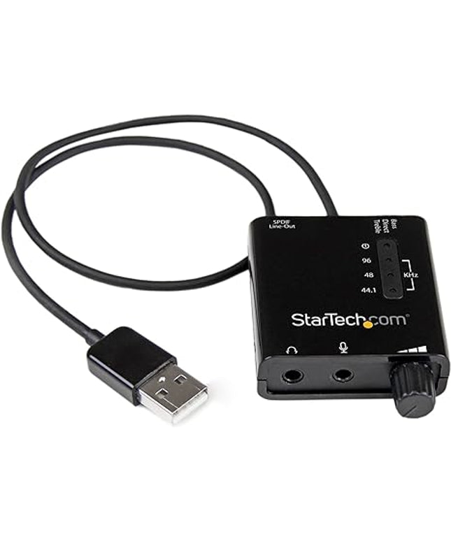 StarTech.com USB Sound Card w/ SPDIF Digital Audio & Stereo Mic – External Sound Card for Laptop or PC – SPDIF Output (ICUSBAUDIO2D),Black 0.6" x 1.8"