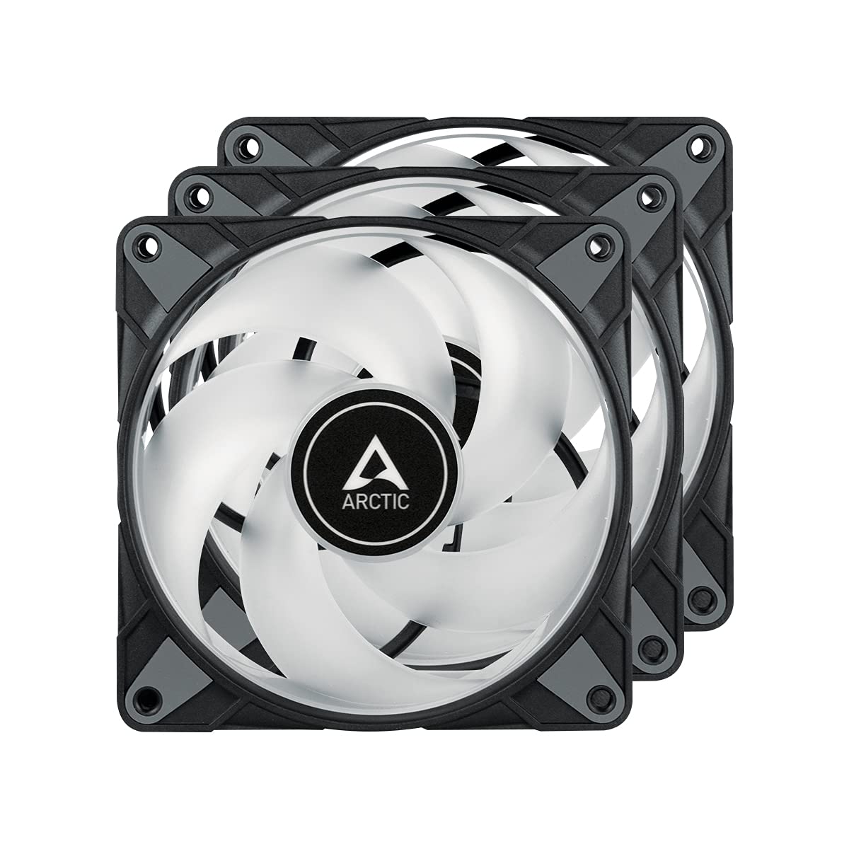 ARCTIC P12 PWM PST A-RGB 120mm Case Fans – 3-Pack, 200–2000 RPM, 5V ARGB, Static Pressure Optimized – Black