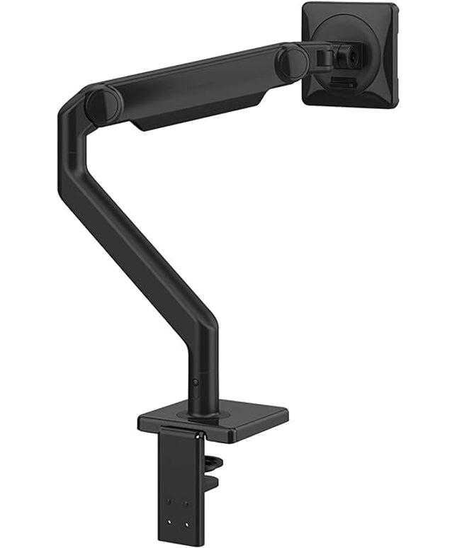Humanscale M2.1 Monitor Arm – 2-Piece Clamp Mount with Base, Angled/Dynamic Link, Standard Tilt, VESA 100x100mm – Black