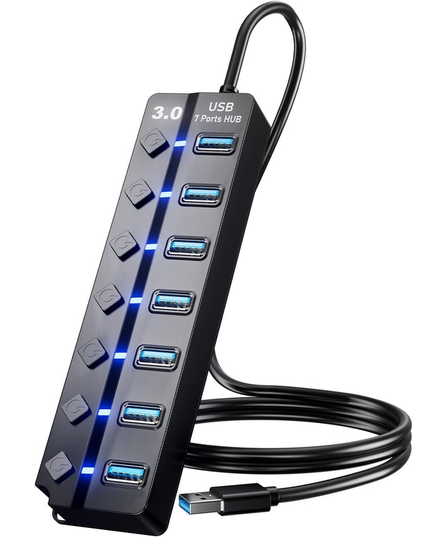 USB 3.0 Hub, PANPEO 7-Port USB Data Hub