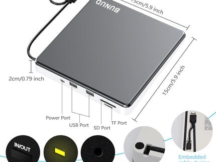 External DVD Drive, USB C Superdrive for Apple USB 3.0