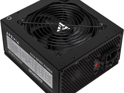 Apevia SPIRIT600W Spirit 600W ATX Power Supply with Auto-Thermally Controlled 120mm Fan, 115/230V Switch, All Protections