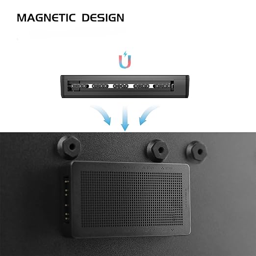 12-Port 5V 3-Pin ARGB Fan Hub, Magnetic, Aura/MSI/Gigabyte, SATA Powered