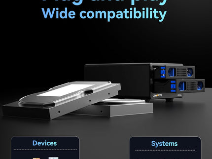 Aluminum Dual Bay Hard Drive Enclosure with Cooling Fan
