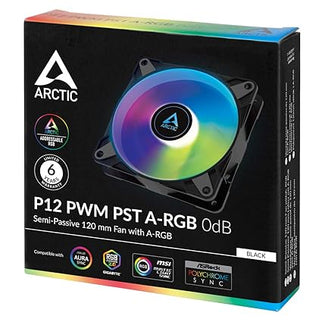 ARCTIC P12 PWM PST A-RGB 120mm Case Fan – 200–2000 RPM, 5V ARGB, Static Pressure Optimized – Black (Single Fan)