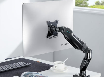 HUANUO Single Monitor Mount – Gas Spring Arm with C-Clamp & Grommet Base, Fits 13–32" Monitors, 4.4–19.8 lbs