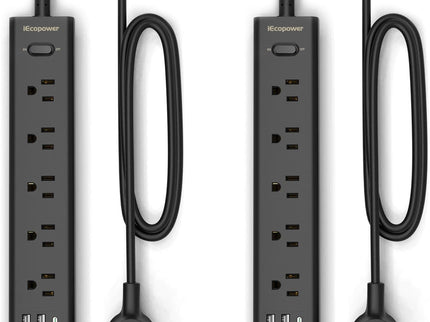 2 Pack Power Strip Surge Protector-5 Widely Spaced Outlets 3 USB Port