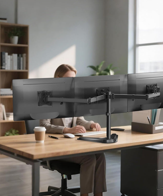 WALI Triple Monitor Desk Stand – Free-Standing