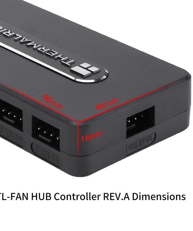 Thermalright Fan Hub Controller Rev.A – 10-Port 4-Pin 12V, SATA Powered, Magnetic + Paste, Supports 10 Fan Groups