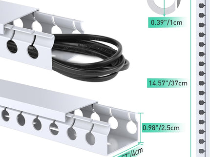 White Cable Raceway Kit – 77" (5×15.5") Open Slot Wire Covers