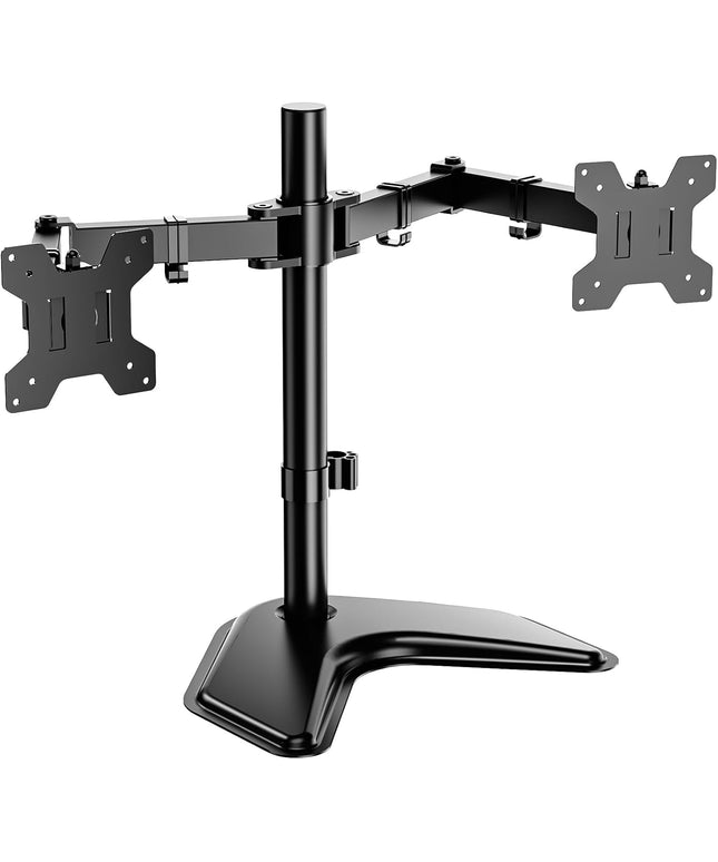 WALI Dual Monitor Desk Stand – Fits 2 Monitors up to 27", Max 22 lbs per Arm, Full-Motion, Free-Standing – Black (MF002)