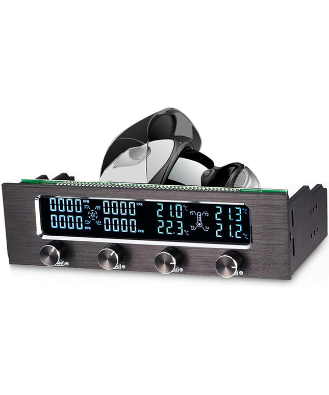4-Channel PC Fan Controller – LCD Display, Temp Sensor, Date/Time, Supports 4 CPU Fans