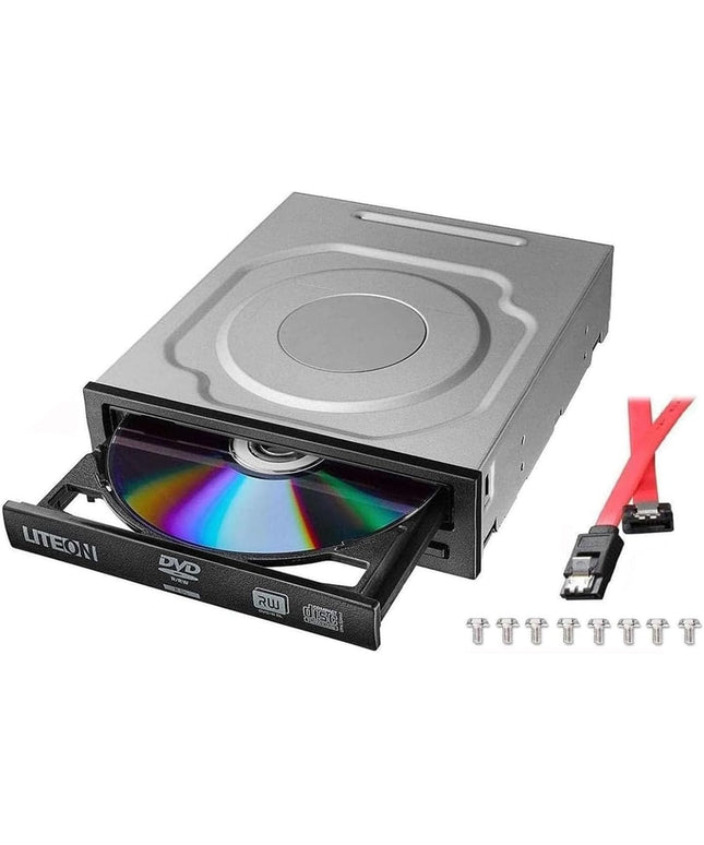 Lite-On 24X SATA Internal DVD+/-RW Drive Optical Drive IHAS124-14 with 1x Sata Power Cable, 8x Screws for Desktop Computers, Sever and More