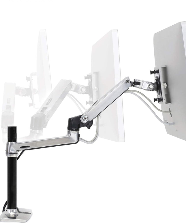 Ergotron LX Single Monitor Arm – Tall Pole Desk Mount, Fits Monitors up to 34", 7–25 lbs, VESA 75x75/100x100 – Polished Aluminum