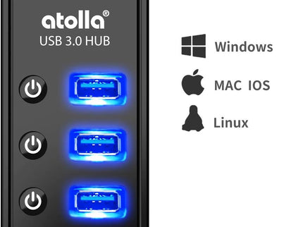 Powered USB Hub 3.0, Atolla 7-Port USB Data Hub