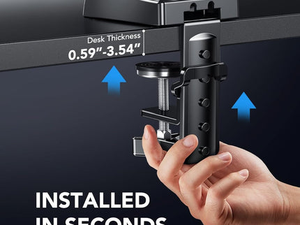 HUANUO Single Monitor Mount – Gas Spring Arm with C-Clamp & Grommet Base, Fits 13–32" Monitors, 4.4–19.8 lbs