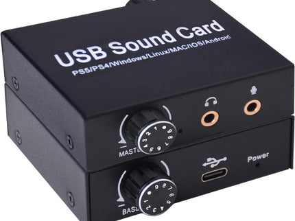 External Sound Card, Tendak USB Audio Adapter with Volume Output and Bass Adjustment, Stereo Sound Card with 3.5mm Microphone Port for Windows/Linux/MAC/iOS/Android System, PS5, Laptops, Desktops