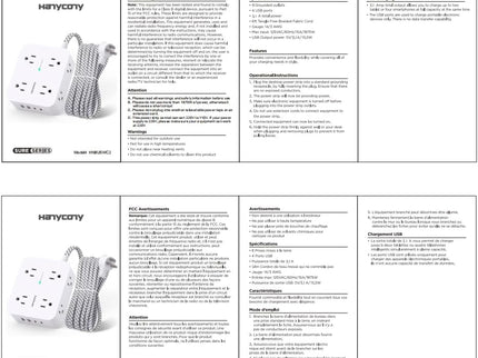 Surge Protector Power Strip - HANYCONY 8 Outlets 4 USB