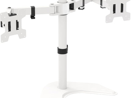 WALI Dual Monitor Desk Stand – Free-Standing, Fits 2 Monitors up to 27", 22 lbs per Arm, Fully Adjustable, VESA 100x100mm – White (MF002-W)