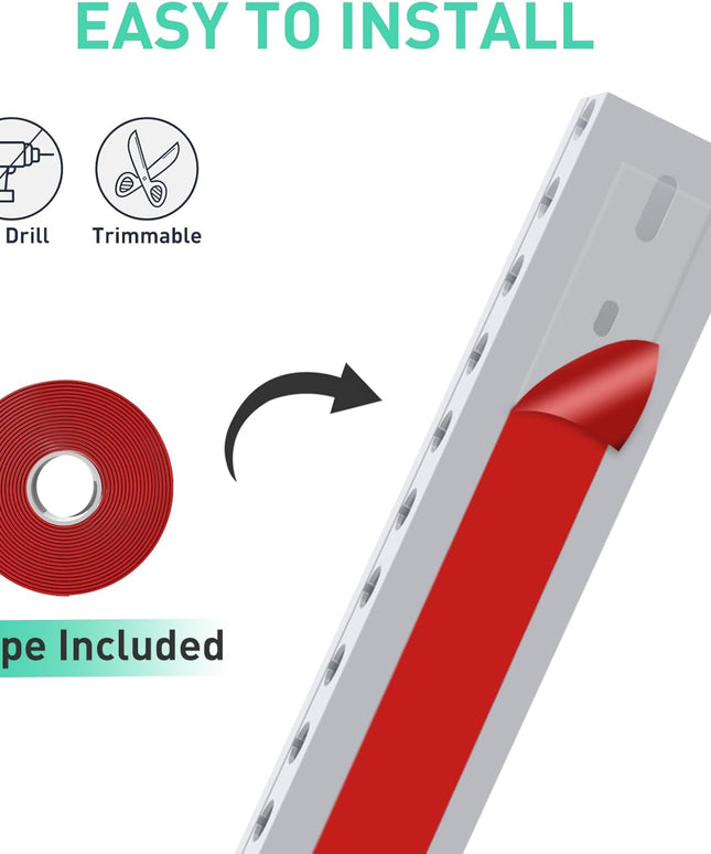 White Cable Raceway Kit – 77" (5×15.5") Open Slot Wire Covers