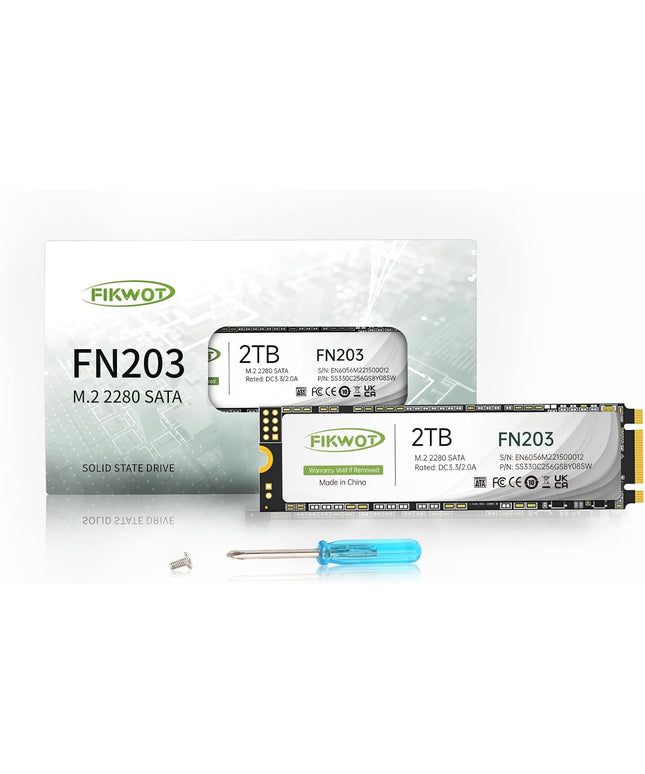 FN203 M.2 SATA SSD - SLC Cache 3D NAND TLC SATA III 6Gb/s M.2 2280 NGFF Internal Solid State Drive, Up to 550MB/s, Compatible with Ultrabooks, Tablet Computers and Mini PCs (2TB)