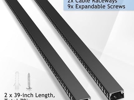 ZhiYo Cable Raceway – 78" (2×39") PVC Under Desk Cord Organizer