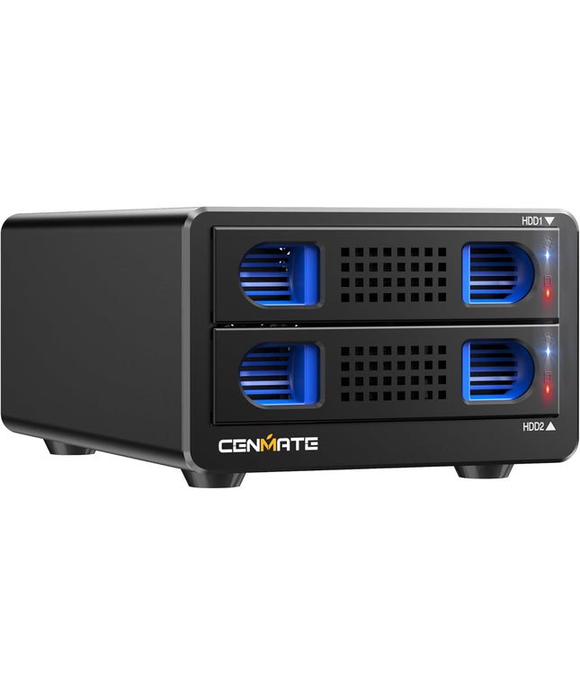 Aluminum Dual Bay Hard Drive Enclosure with Cooling Fan