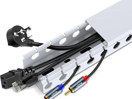 White Cable Raceway Kit – 77" (5×15.5") Open Slot Wire Covers