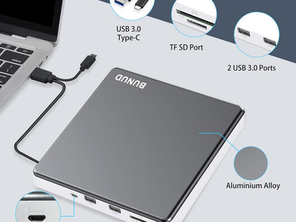 External DVD Drive, USB C Superdrive for Apple USB 3.0