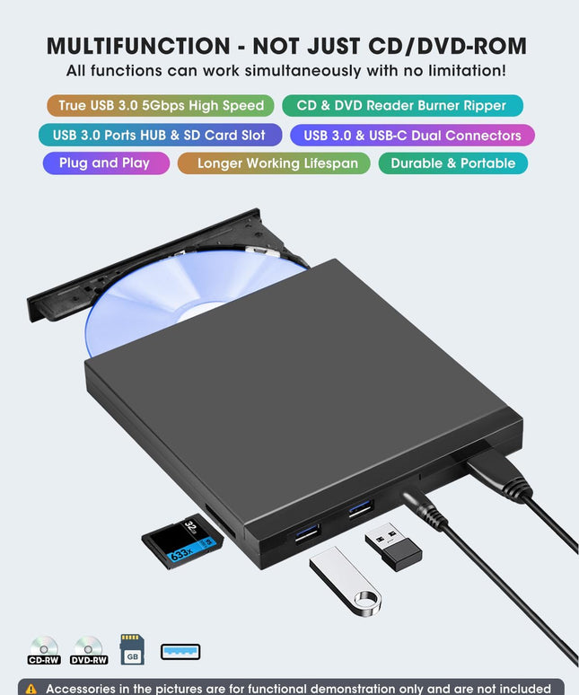 ROOFULL External CD DVD Drive