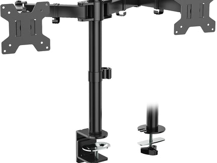 WALI Dual Monitor Stand – Desk Mount for 13–27" Screens, Holds up to 22 lbs per Arm, Height Adjustable, Swivel/Tilt/Rotation, VESA 75x75/100x100 – Black (M002)