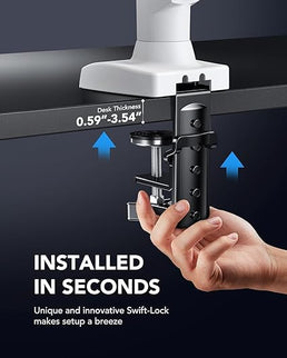 HUANUO Single Monitor Mount – Gas Spring Arm with C-Clamp & Grommet Base, Fits 13–32" Monitors, 4.4–19.8 lbs