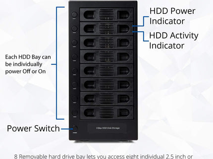 Syba 8 Bay Tool Less Tray Hot Swappabe 2.5" 3.5" SATA Non Raid External USB 3.0 Enclosure SY-ENC50119