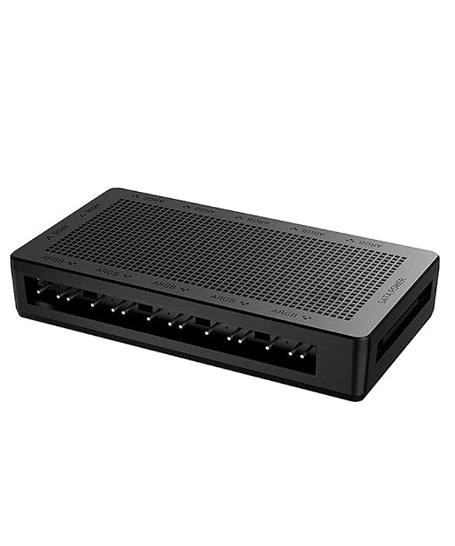 12-Port 5V 3-Pin ARGB Fan Hub, Magnetic, Aura/MSI/Gigabyte, SATA Powered