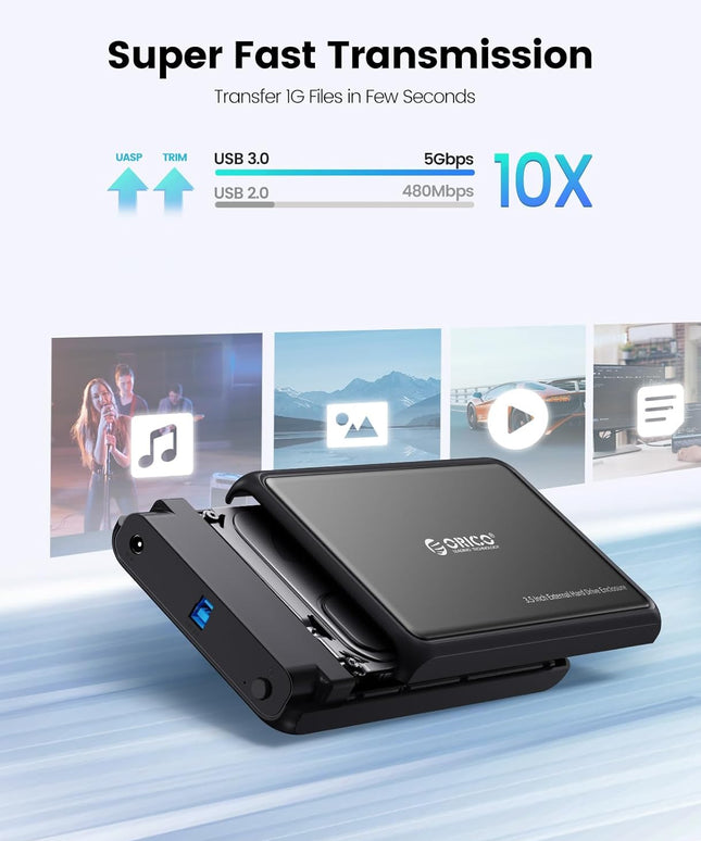 ORICO External Hard Drive Enclosure for 3.5 2.5 Inch SATA SSD HDD