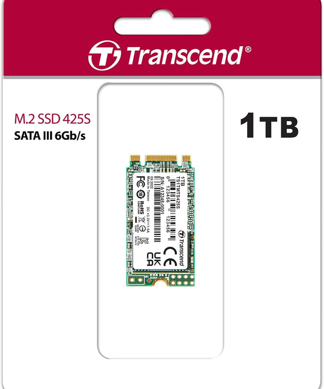 Transcend 1TB M.2 2242 SATA III SSD, Up to 550MB/s