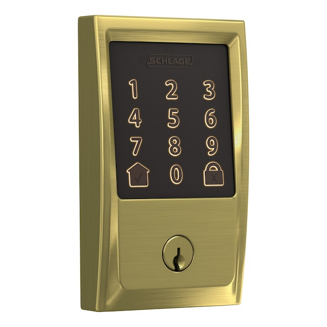 Schlage Encode Century Satin Brass Smart Wi-Fi and Bluetooth Touchscreen Keypad Electronic Deadbolt Lock