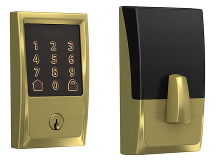 Schlage Encode Century Satin Brass Smart Wi-Fi and Bluetooth Touchscreen Keypad Electronic Deadbolt Lock
