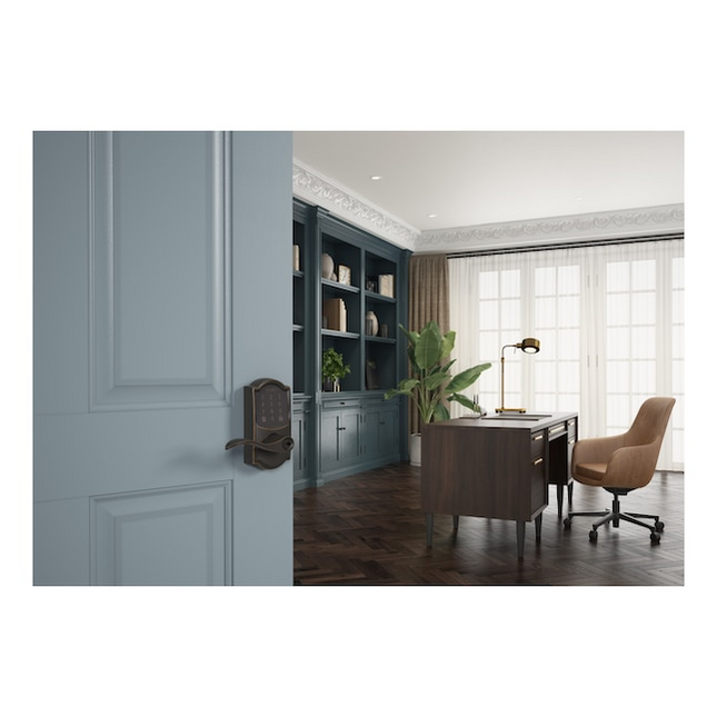 Schlage Encode Lever Camelot-Accent Aged Bronze Smart Wi-Fi and Bluetooth Touchscreen Keypad Electronic Handle Lock