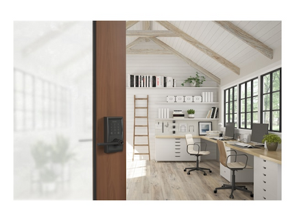 Schlage Encode Lever Century-Latitude Matte Black Smart Wi-Fi and Bluetooth Touchscreen Keypad Electronic Handle Lock