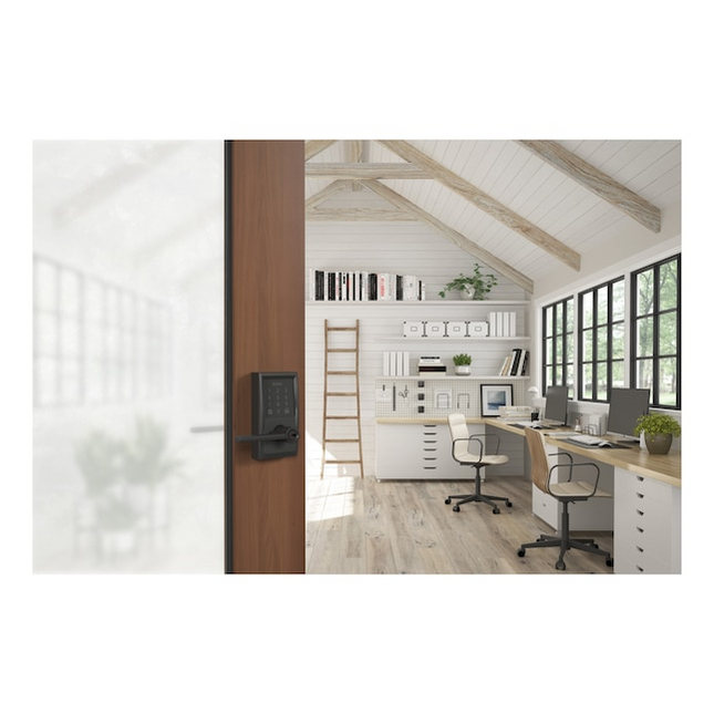 Schlage Encode Lever Century-Latitude Matte Black Smart Wi-Fi and Bluetooth Touchscreen Keypad Electronic Handle Lock