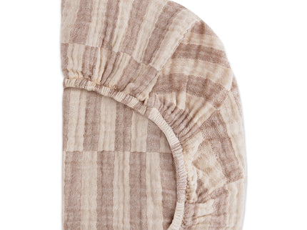 T30634,Babyletto,Cocoa Stripe Muslin All-Stages Bassinet Sheet in GOTS Certified Organic Cotton
