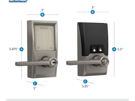 Schlage Encode Lever Century-Latitude Satin Nickel Smart Wi-Fi and Bluetooth Touchscreen Keypad Electronic Handle Lock
