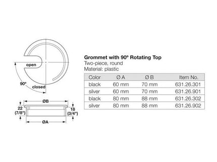 Grommets with Rotating Top (box of 10)