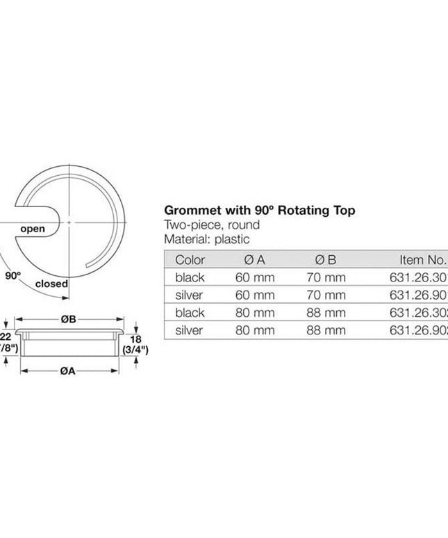 Grommets with Rotating Top (box of 10)