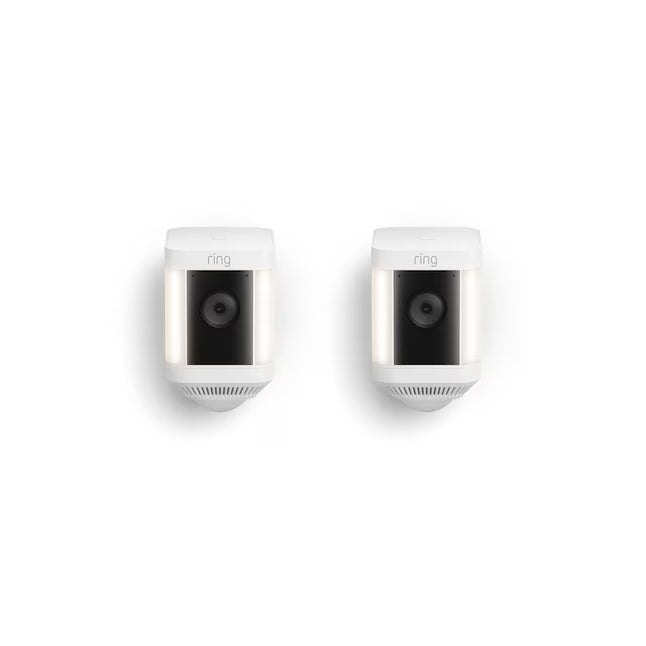Ring Spotlight Cam Plus Battery - Smart Security Video Camera with 2 Motion-Activated LED Spotlights, 2-Way Talk, Color Night Vision, 2-Pack, White