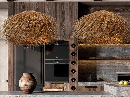 Solari Japanese-style Straw Rattan Chandelier